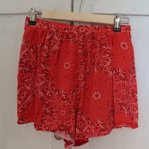 Hollister Red Bandana Flowy Shorts